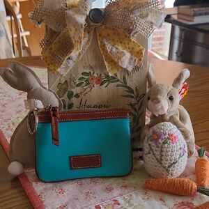 Dooney & Bourke Teal and Brown Card Holder